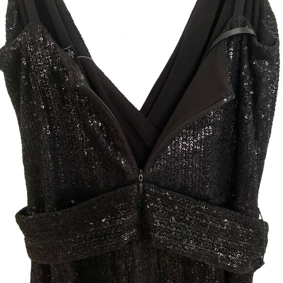 Ralph Lauren Black Label Black Velvet Sequin Wrap Sheath Cocktail Dress NWT - Picture 7 of 9
